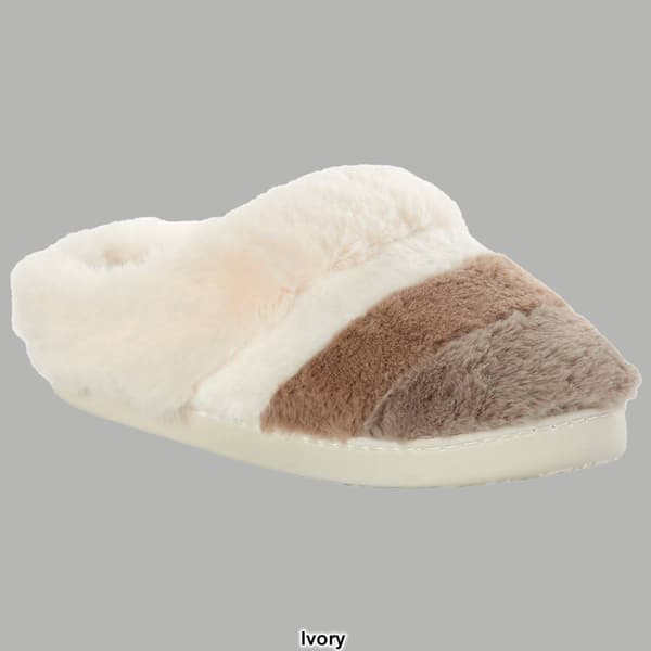 Womens Cuddl Duds&#174; Color Block Faux Fur Clog Slippers