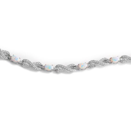 Gemstone Classics(tm) Created Opal & White Sapphire Bracelet