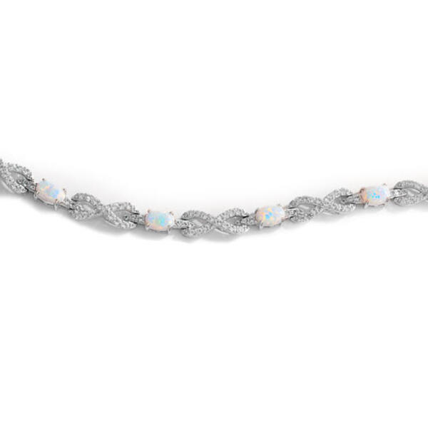 Gemstone Classics&#40;tm&#41; Created Opal & White Sapphire Bracelet - image 