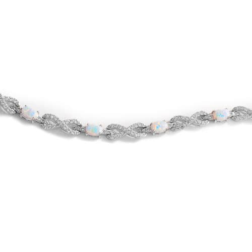 Gemstone Classics(tm) Created Opal & White Sapphire Bracelet - image 