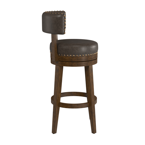 HH2 Home Lawton Wood & Upholstered Swivel Bar Height Stool