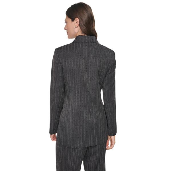 Womens DKNY Long Sleeve Sparkle Pinstripe Blazer