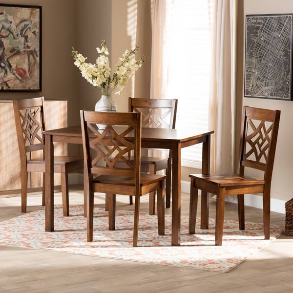 Baxton Studio Nicolette Walnut Brown Finished Wood 5pc Dining Set