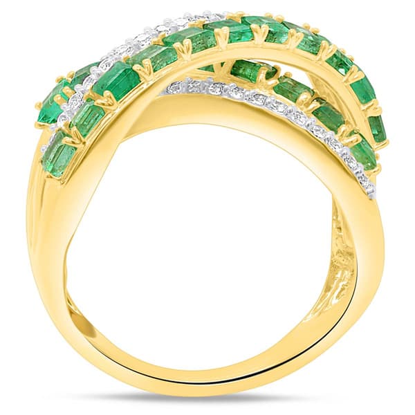 Gemstone Classics™ Emerald with White Zircon Crossover Ring
