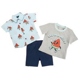 Baby Boy &#40;12-24M&#41; Baby Rebels&#40;R&#41; 3pc. One in a Melon Shorts Set