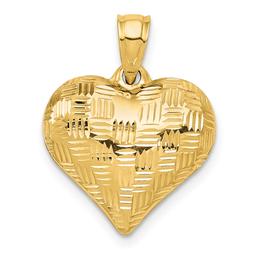 Gold Classics(tm) 14kt. Polished Basket Weave Heart Pendant