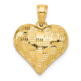 Gold Classics&#40;tm&#41; 14kt. Polished Basket Weave Heart Pendant