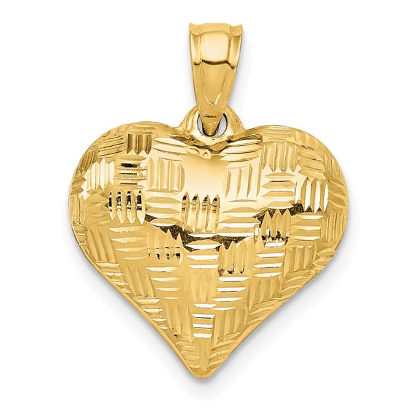 Gold Classics&#40;tm&#41; 14kt. Polished Basket Weave Heart Pendant - image 