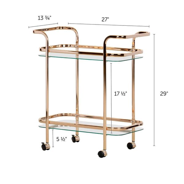 South Shore Maliza Gold and Glass Bar Cart