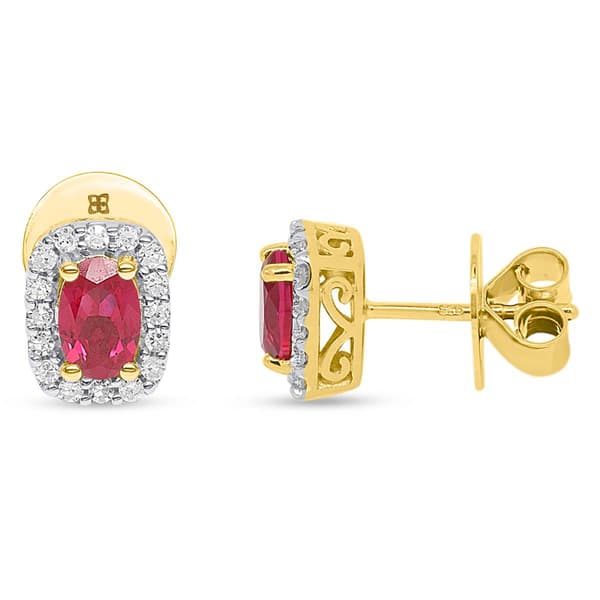 Gemstone Classics(tm) Created Ruby & Lab Grown Diamond Earrings