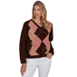 Petite Hearts of Palm Berry Fabulous V Neck Argyle Sweater - image 1