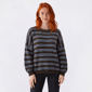 Juniors Plus Madden Girl Hairy Yarn Striped Pullover Sweater - image 1