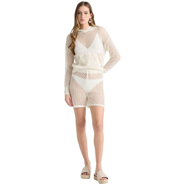 Womens NVLT Crochet Hooded Top & Shorts Cover Up Set