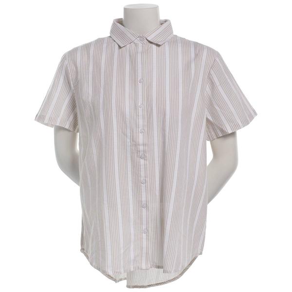 Womens Preswick & Moore® Short Sleeve Stripe Button Down - image 