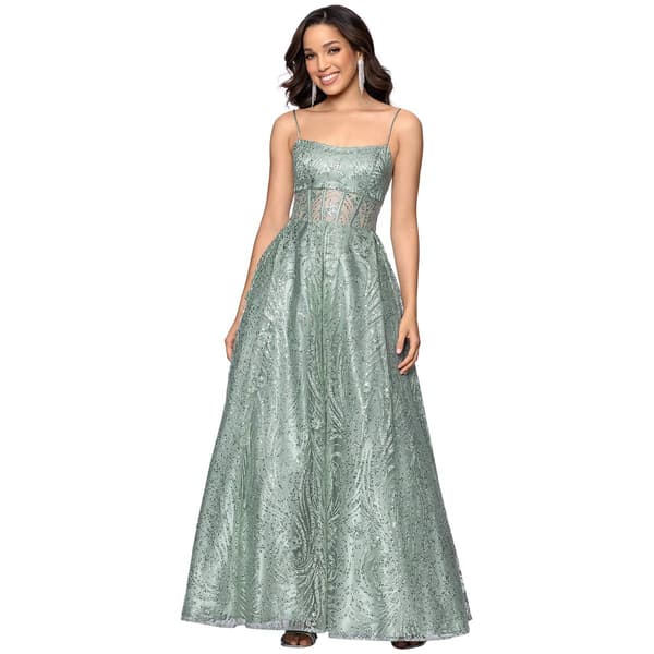 Juniors Blondie Nites Glitter Illusion Lace-Up A-Line Dress - image 