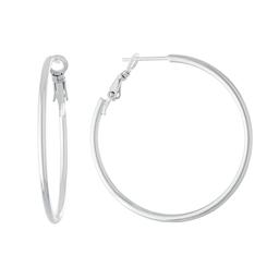 Silver Plated 30mm Clutchless Tube Hoop Earrings