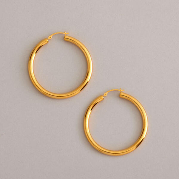 14kt. Yellow Gold Hoop Earrings w/Nano Diamond Resin - image 