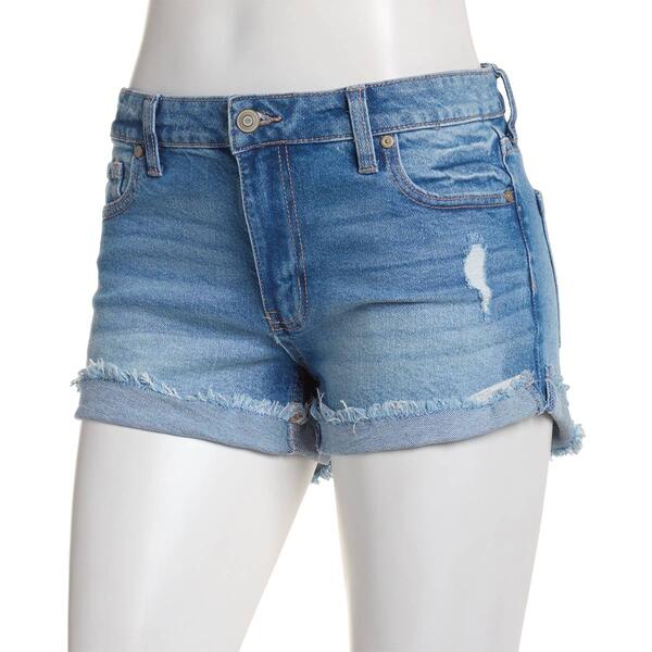 Juniors Celebrity Pink 3in. Mid Rise Fray Roll Cuff Hem Shorts - image 