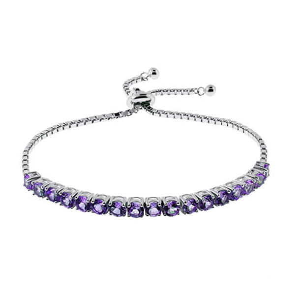 Gemstones Classics&#40;tm&#41; 4ctw Amethyst Sterling Silver Bracelet - image 