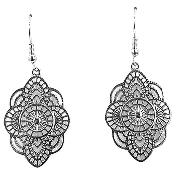 Adrienne Vittadini Silver Filigree Loops Fishhook Earrings - image 