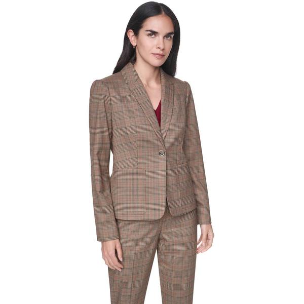 Womens Tommy Hilfiger Long Puff Sleeve One Button Plaid Blazer - image 
