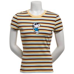 Juniors C-Life Snoopy Multi Stripe Baby Ringer Tee