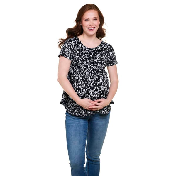 Womens Due Time Short Sleeve Ditsy Crossback Maternity Top