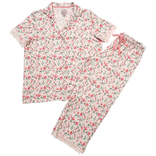 Womens Rene Rofe® Floral Notch Collar Capri Pajama Set - image 