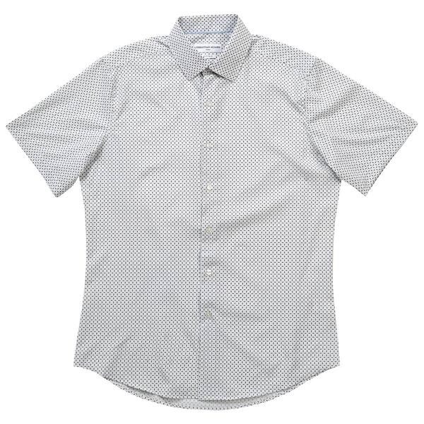 Mens Christian Aujard Short Sleeve Geometric Dress Shirt - White - image 