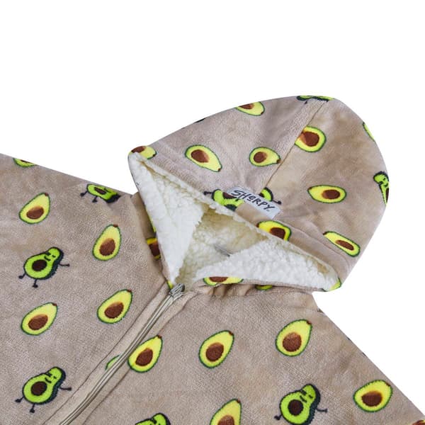 Adult Unisex Sherpy Reversible Wearable Avocado Blanket Hoodie