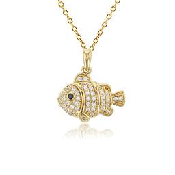 Gemstone Classics(tm) 10kt. Yellow Gold 18in. Fish Necklace