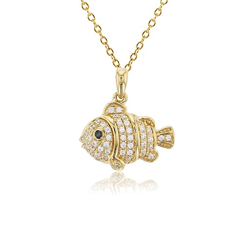 Gemstone Classics(tm) 10kt. Yellow Gold 18in. Fish Necklace - image 