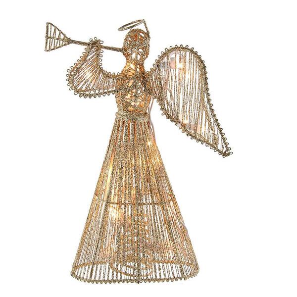 Kurt Adler 20 Light Incandescent Gold Glitter Angel Tree Topper - image 