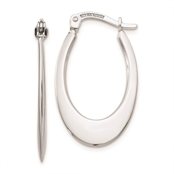 Gold Classics(tm) 14kt. White Gold 26x15mm Hoop Earrings - image 