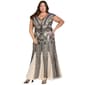 Plus Size R & M Richards Cap Sleeve V Neck Two Tone Beaded Gown - image 1