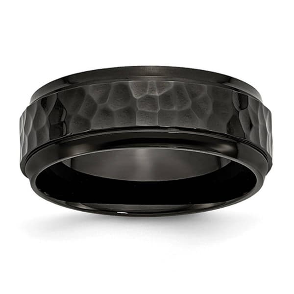 Mens Gentlemen's Classics&#40;tm&#41; 8mm Black Plated & Hammer Detail Band - image 