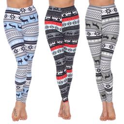 Womens White Mark 3 Pack Deer Leggings