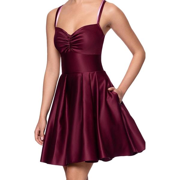 Juniors Blondie Nites Lamour Satin Contrast Lace Up A-Line Dress