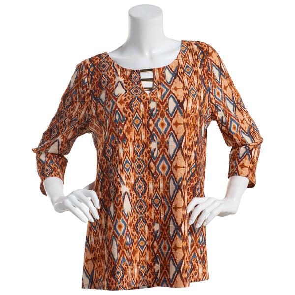 Womens Emily Daniels 3/4 Sleeve Bar Neck Jacquard Blouse - image 