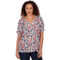 Petite Emaline Sapphire Serenade II Elbow Sleeve Floral Blouse - image 1
