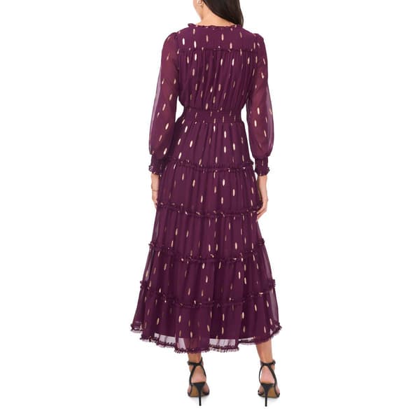Petite MSK Long Sleeve Foil Dot Tier Maxi Dress