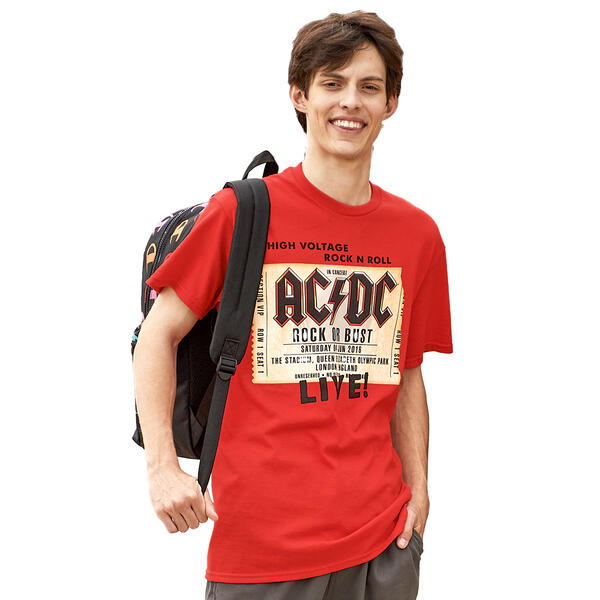 Young Mens AC/DC Ticket Short Sleeve Graphic Tee