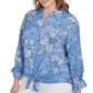 Plus Size Ruby Rd. Tinted Tides Floral Tie Front Button Down - image 5