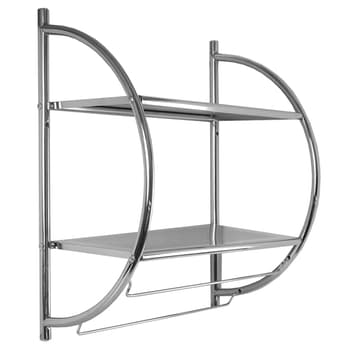 Home Basics 2 Tier Wall Mounting Chrome Plated Steel Bathroom