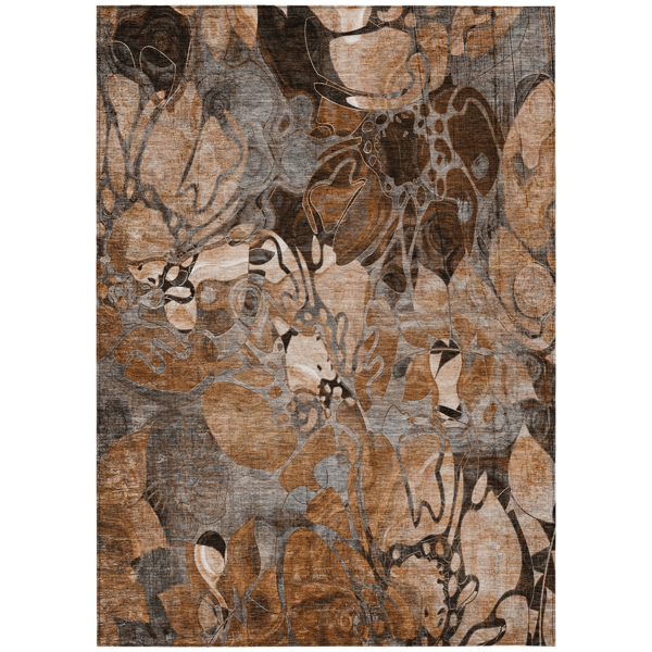 HomeRoots Chocolate Terracotta & Ivory Abstract Area Rug