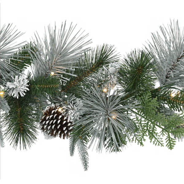 Puleo International 9ft. Pre-Lit Flocked Garland