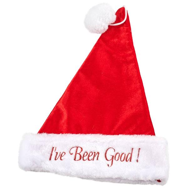 I''ve Been Good Velvet Santa Hat - image 