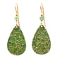 Silver Forest Floral Texture Soft Green Teardrop Dangle Earrings - image 1
