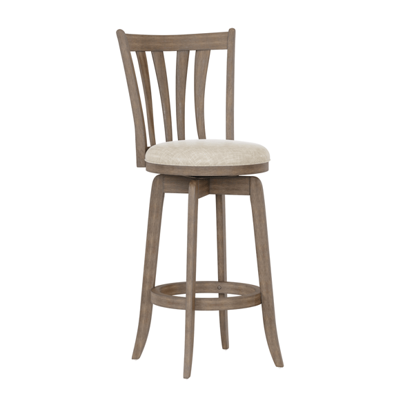 HH2 Home Savana Grey Wood Swivel Bar Height Stool
