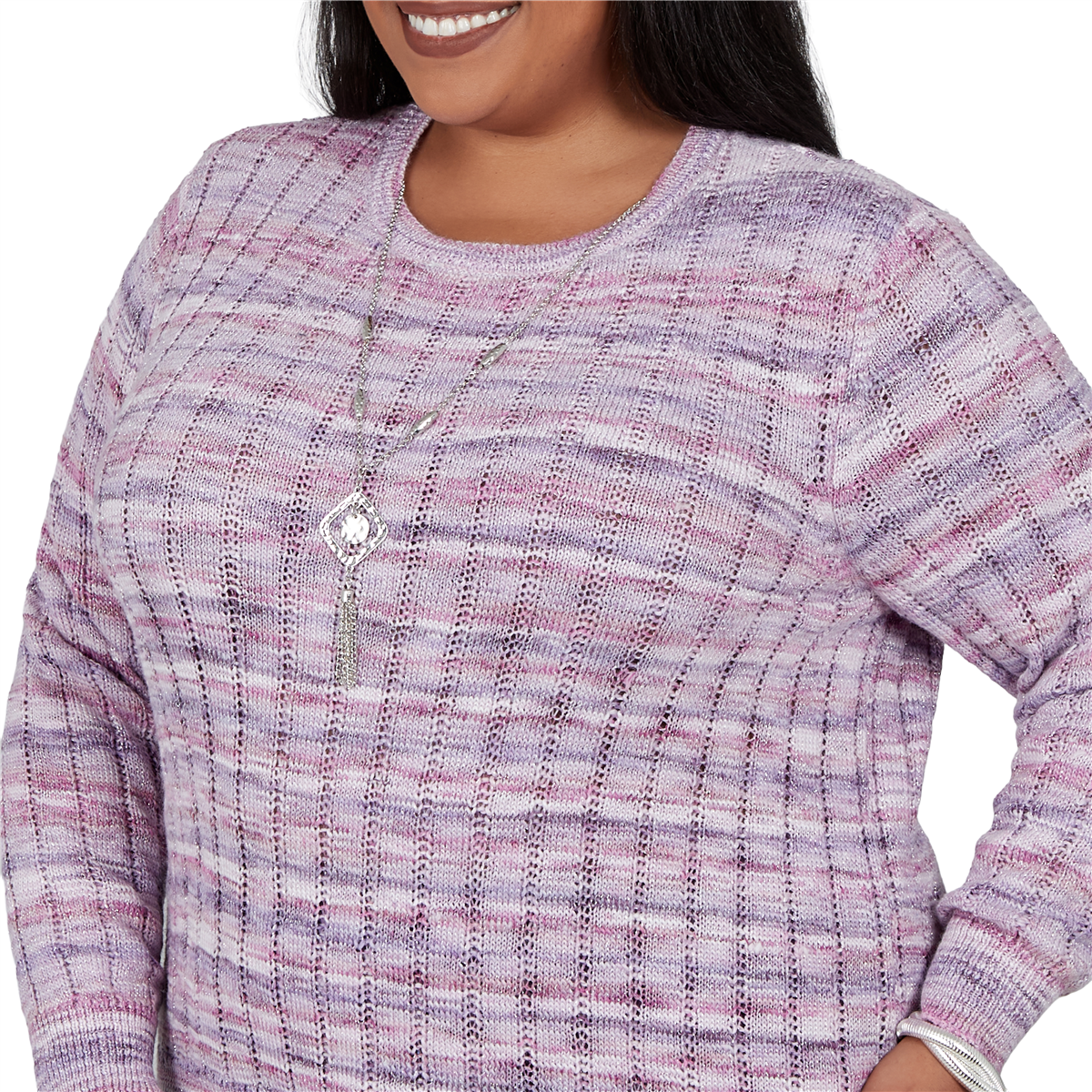 Plus Size Alfred Dunner Vail Space Dye Rib Knit Sweater